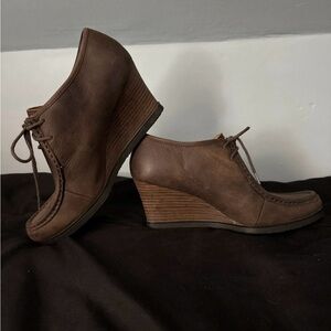 Ralph Lauren Brown Wedge Lace-Up Shoes